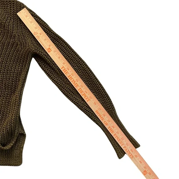 Banana Republic 100% Linen Open Knit V-Neck Sweater Olive Green Medium - Picture 5 of 10